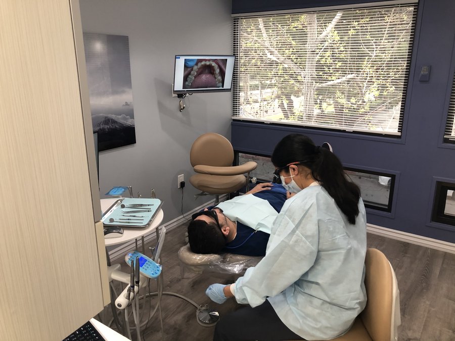 Intraoral camera view shown to a patient during a checkup
